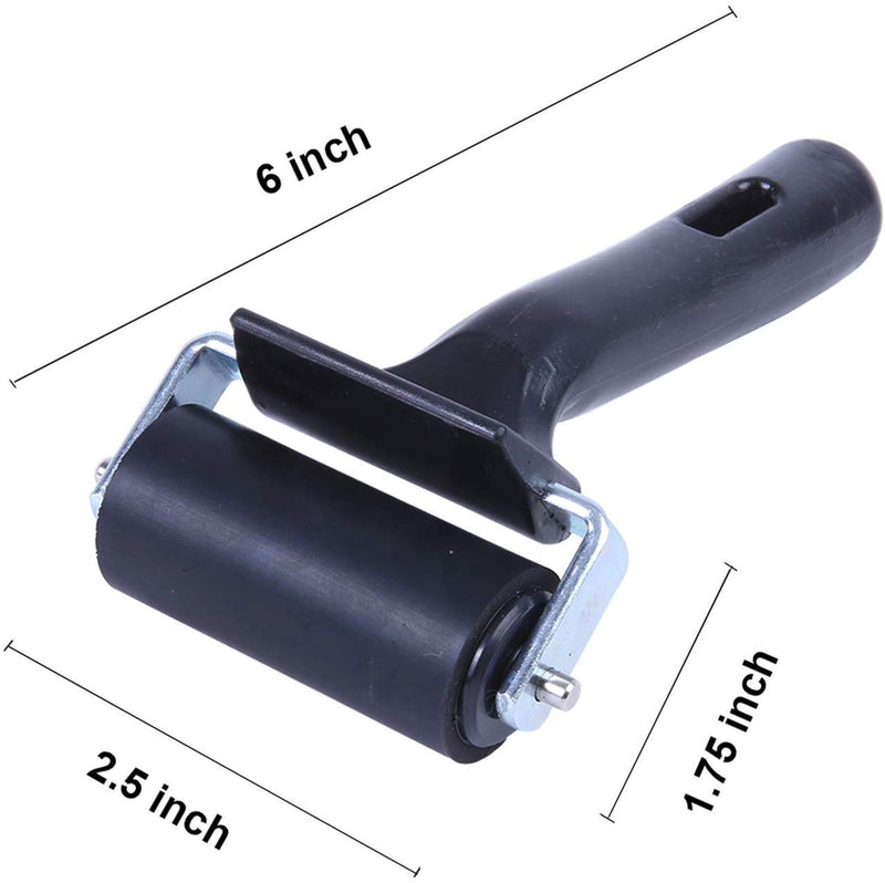 2.5 Inch Rubber Roller, Paint Brayer, Heavy Duty Steel Frame Art Craft Tool, Ideal for Anti Skid Tape Construction Tools, Print, Ink and Stamping Tools (Black) - NewNest Australia