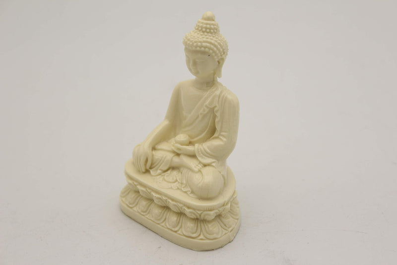 NewNest Australia - LuckyGifts White Jade Imitation Buddha Shakyamuni Amitabha Statue on Lotus Base 
