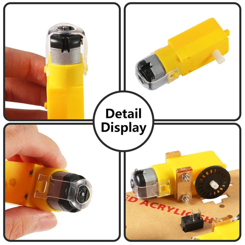 2pcs DC Electric Motor 3-6V Dual Shaft Geared TT Magnetic Gearbox Engine with 2Pcs Plastic Car Tire Wheel, Mini Φ67mm Smart RC Car Robot Tyres Model Gear Parts - NewNest Australia