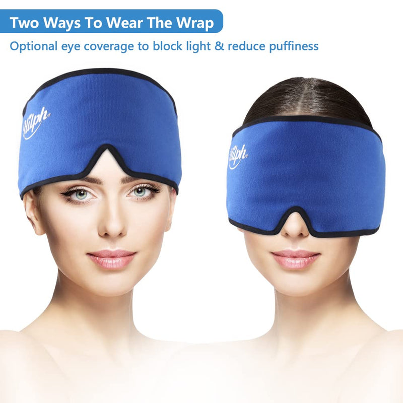 Hilph®Migraine Relief Head Ice Pack for Headache, Reusable Cold Therapy Headache Relief Ice Cap & Ice Hat for Migraine, Sinus & Tension Headaches, Puffy Eyes (Blue) A-Blue - NewNest Australia