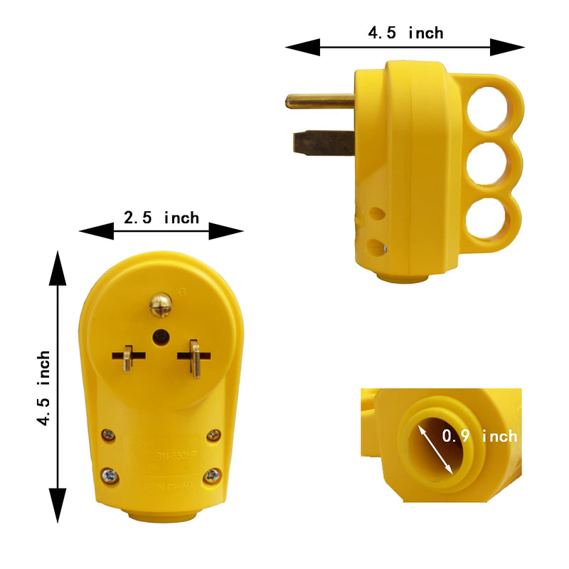 Suplevel NEMA 6-50P/6-30P Plug, 50 Amp 3-Prong 125/250 Volt, Grounding Heavy Duty Universal Power Male Plug with Easy Unplug Design, ETL Listed 6-50P Plug - NewNest Australia