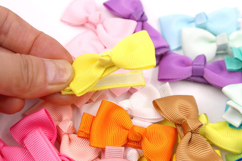 50 Pieces 25 Colors in Pairs Baby Girls Fully Lined Hair Pins Tiny 2" Hair Bows Alligator Clips for Girls Infants Toddlers Colorful Pure - NewNest Australia