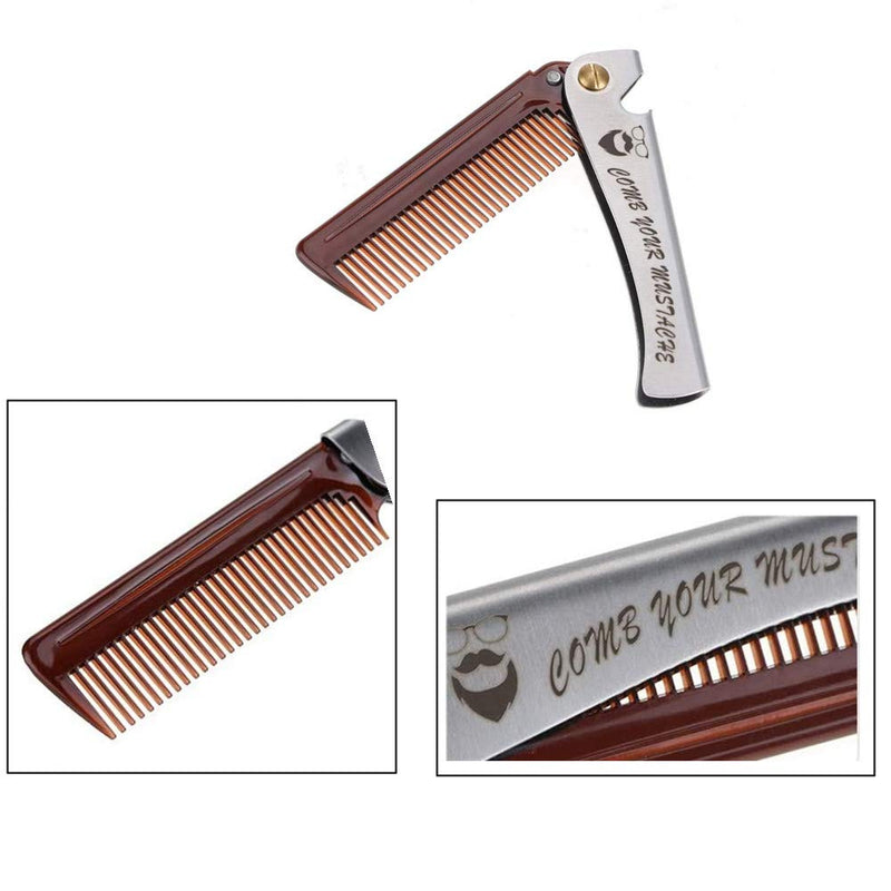 Hair and beard comb, stainless steel comb, mustache shaping comb, pocket beard comb, for men, sliver - NewNest Australia