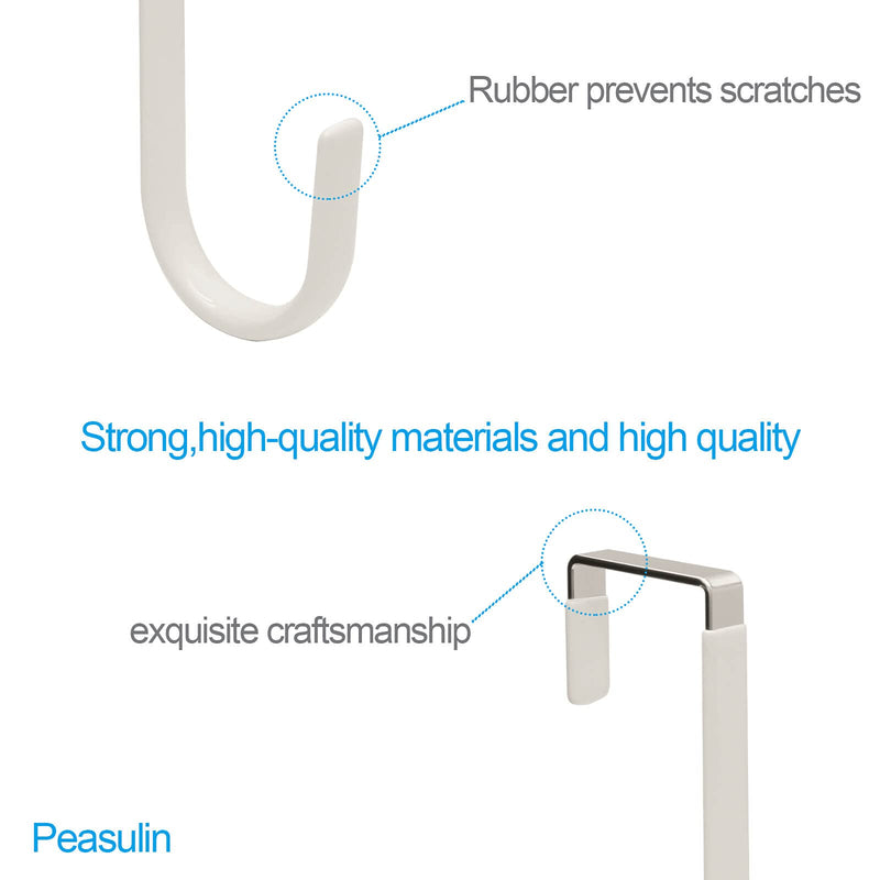 6 Pack Over The Door Hooks, Peasulin Over The Door Hangers Hooks, Soft Rubber Surface Prevents Scratches, White Door Hooks for Bathroom, Living Room, Kitchen Hanging Clothes, Towels, Shoe Bag, Hats - NewNest Australia