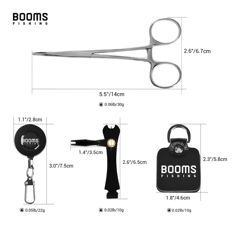 Booms Fishing FF2 Fly Fishing Accessories and Tools Kit, Fly Fishing Gear Combo: Fly Fishing Forceps, Fly Fishing Nipper, Line Leader Straightener, Zinger Retractor, Two-Sided Fly Box Assortment 4 in 1 Combo - NewNest Australia