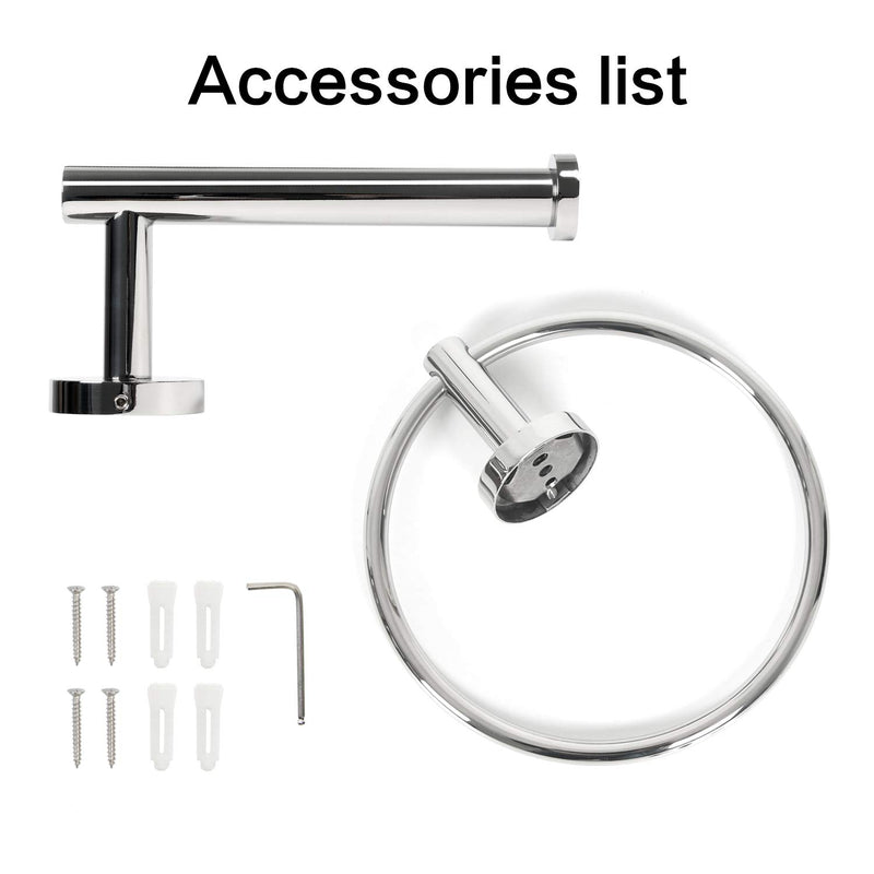 HouseAid Towel Ring and Toilet Paper Holder Set 2 Pieces Bathroom Hardware Stainless Steel Bathroom Hand Towel Holder Circle Towel Hanger Wall Mounted Polished Chrome - NewNest Australia