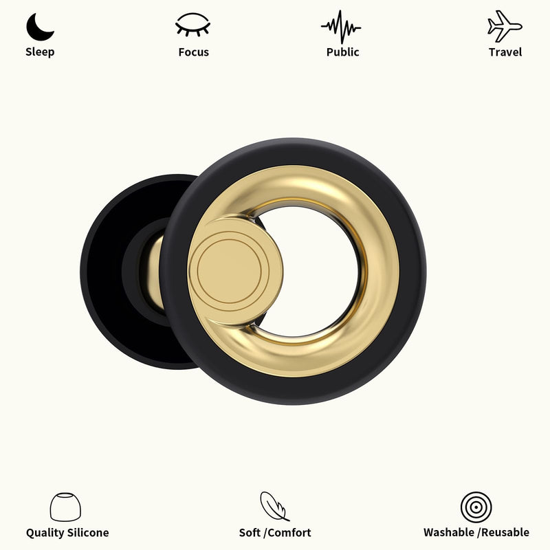 Jayine Plus Ear Plugs For Sleeping, Ear Protection Ear Plugs Reduction 30 Db, Reusable Soft Silicone Earplugs For Concerts, Travel, Concentration - More Extra Accessories Including - Gold - NewNest Australia