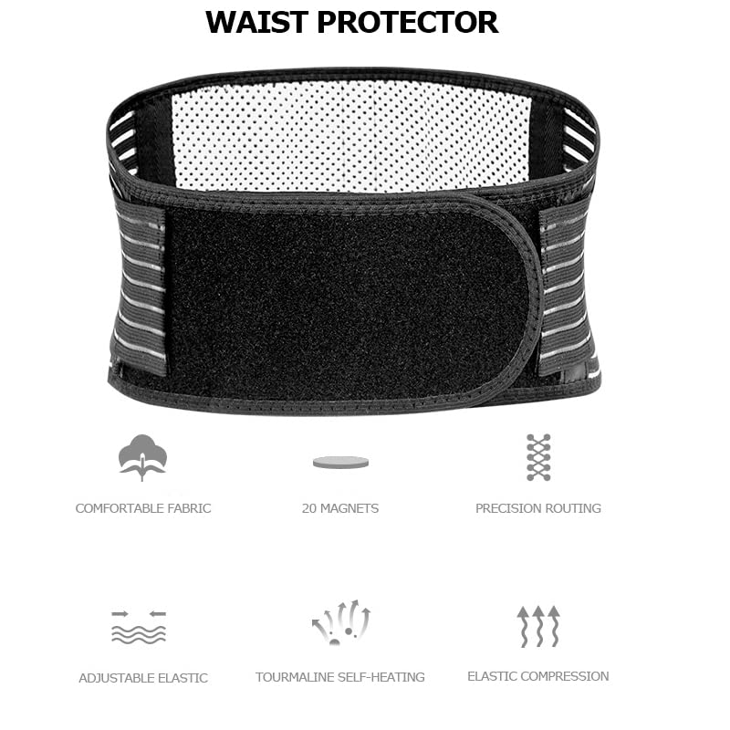 Konxi Lumbar Tourmaline Waist Bandage Support Belt Band, 20 Magnets Heat Belt For Lower Back Lumbar Therapy Support Belt Magnetic Field Therapy Pain Relief (M) - NewNest Australia
