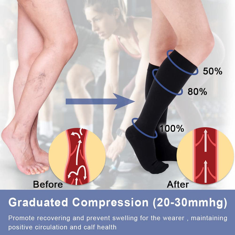 Beister Medical Compression Stockings Women Men 20-30 mmHg Closed Toe Support Stockings Graduated Support for Varicose Veins, Edema, Pregnancy M Black - NewNest Australia