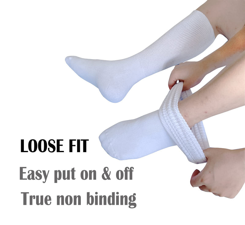 Extra Wide Socks for Lymphedema Swollen Feet Leg, Bariatric Socks, Neuropathy Medical Cast Sock, Diabetic Non Binding Socks 2 Pairs(white) - NewNest Australia