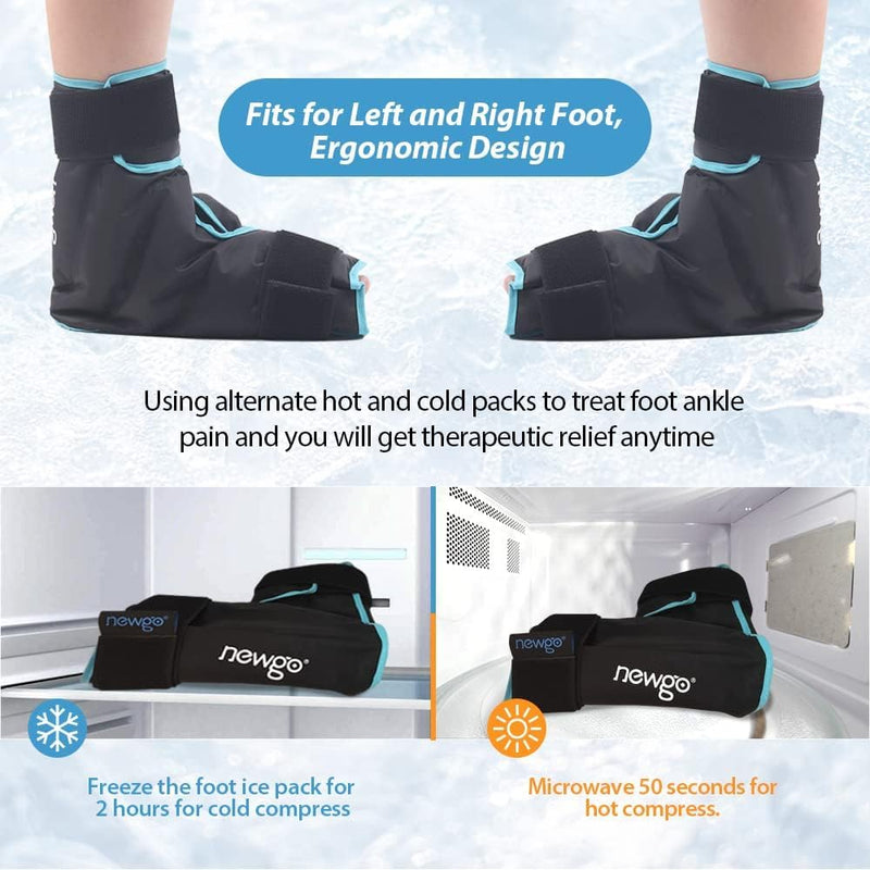 NEWGO Cooling Cuff Foot, Cooling Shoes Cooling Socks Feet Ice Shoe for Injuries Ankle Ice Bag Cooling Socks Chemotherapy, 1 Piece (Black) Black - NewNest Australia