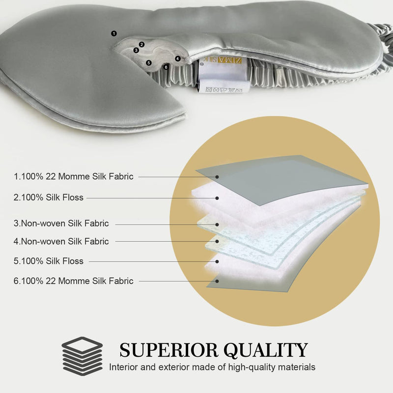 ZIMASILK 100% 22 Momme Pure Mulberry Silk Sleep Mask,Filled with 100% Mulberry Silk，Silk Wrapping Strap- Super Soft & Comfortable Sleep Eye Mask for Sleeping (Beige) Beige - NewNest Australia