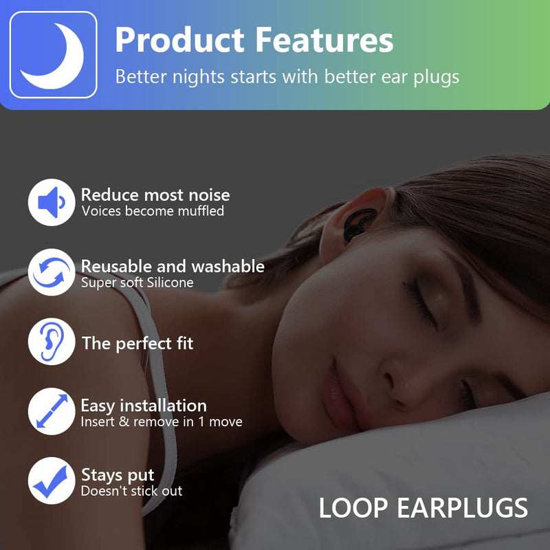 ACWOO Earplugs for Sleep, 2 Pieces Soft Silicone Ear Plugs, Noise Reduction Ear Plugs with Storage Container Box, Noise Cancelling Reusable Hearing Protection for Sleeping Snoring Working Traveling Black - NewNest Australia