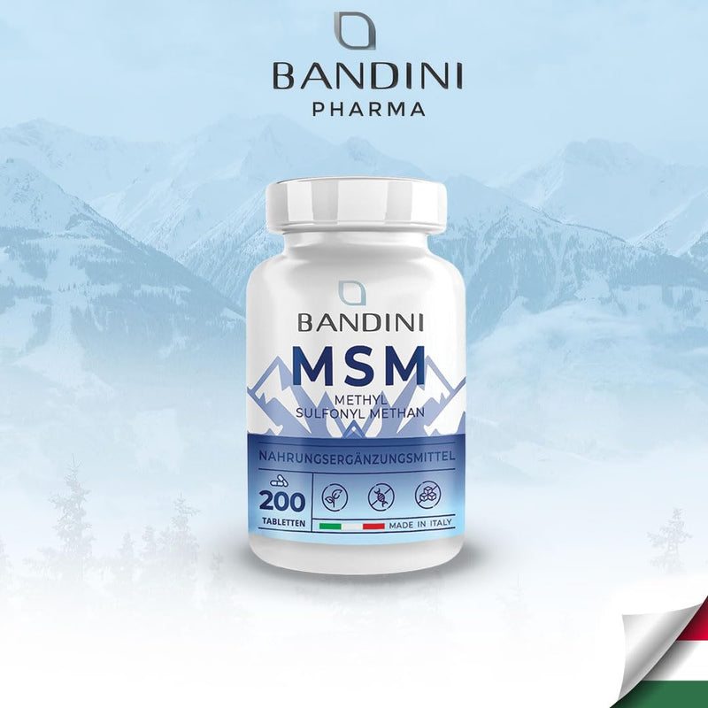 Bandini® MSM 2000mg + VITAMIN C | 200 tablets | More compact MSM powder than capsules, without magnesium stearate | Highly dosed, vegan, GMO-free, no additives, laboratory tested - NewNest Australia