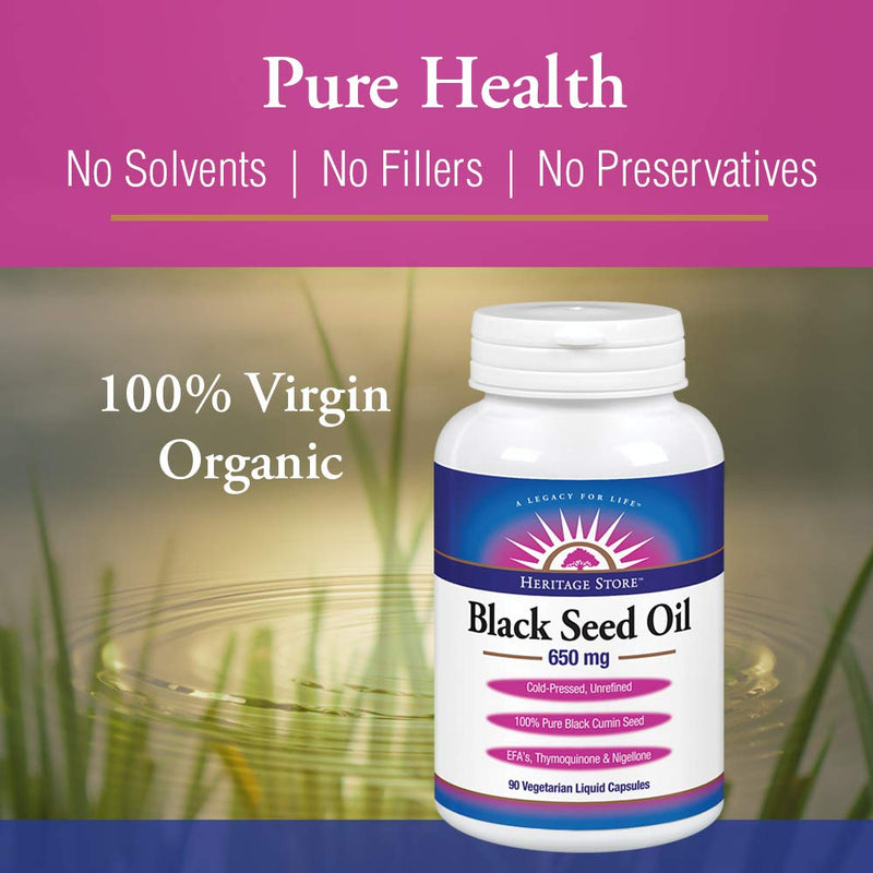 Heritage Store Black Seed Oil 650 Mg, 90 Count | 60 Day Money Back Guarantee - NewNest Australia