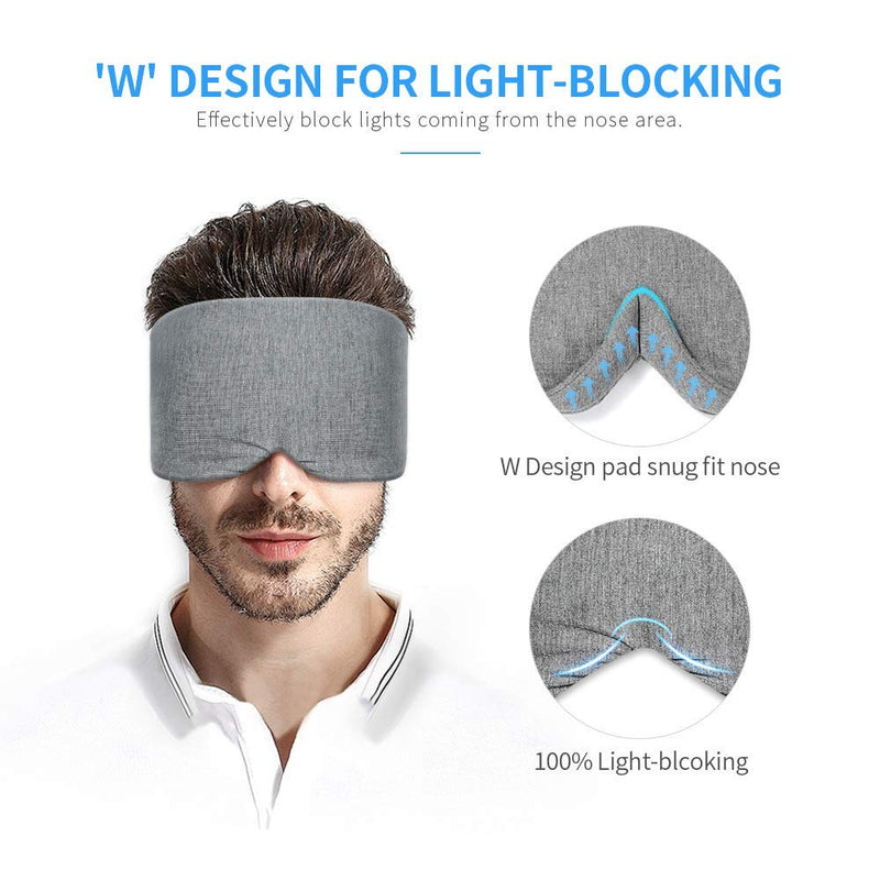 Handmade Cotton Sleep Mask - New Design Light Blocking Sleeping Eye Mask Soft and Comfortable Eye Shape Blinder Blindfold Airplane with Pouch for Nap Sleeping Travel for Women Men Kids(Gray Modal) Upgraded Gray - NewNest Australia