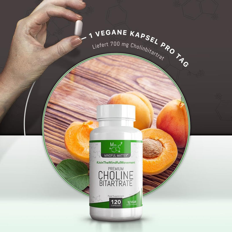 MM Choline | 120 Vegan Capsules Choline High Dose | 700mg choline extract per serving - Choline Bitartrate Choline Supplement | GMO, gluten and allergen free | Made in Britain - NewNest Australia