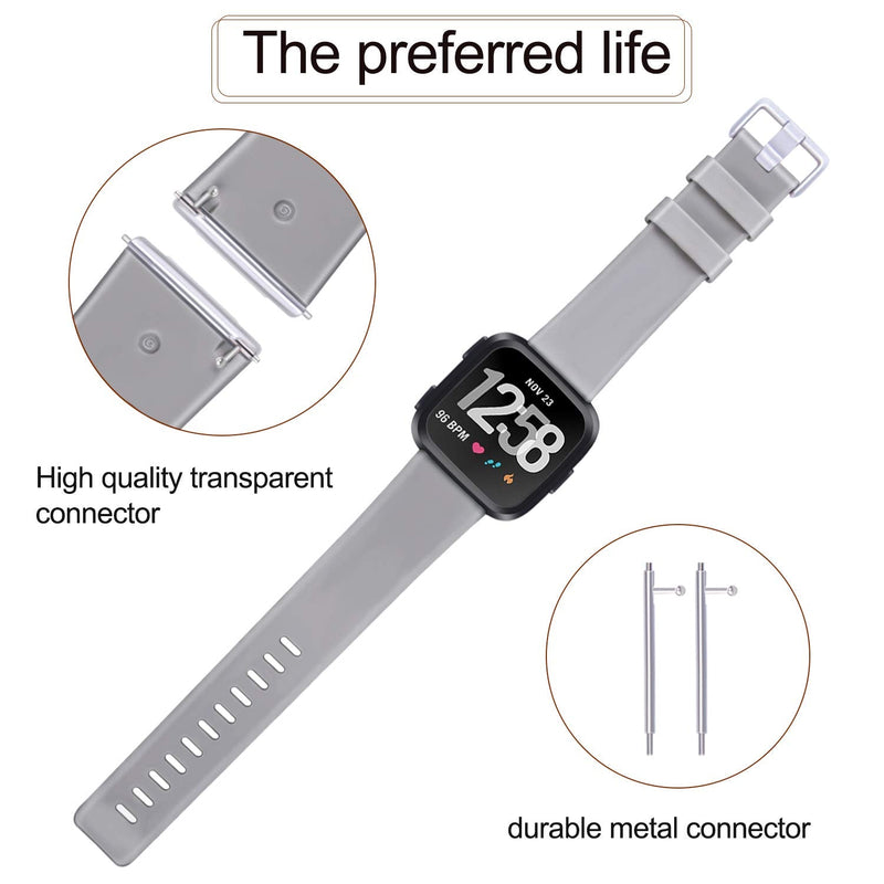 PACK 3 Soft Silicone Bands for Fitbit Versa 2 / Fitbit Versa / Fitbit Versa Lite Classic Adjustable Sport Bands for Women Men Small Large(Without Tracker) (Large, Black+Blue+Grey) - NewNest Australia