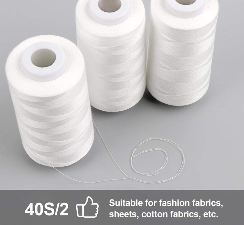 ilauke 4 x 3000 Yards Serger Thread Spools White Polyester Sewing Thread Overlock Cone - NewNest Australia