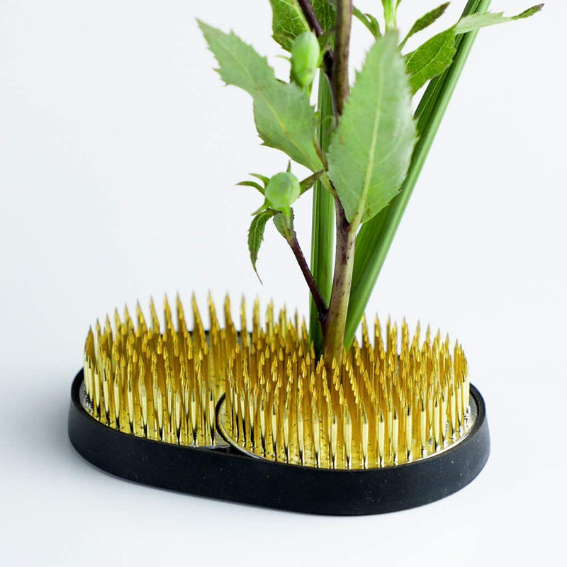 Wazakura Sun and Moon Ikebana Kenzan, Made in Japan, Pin Frog Japanese Flower Holder for Floral Arrangement - 3-3/4"x2-1/4(93x59mm) Brass - NewNest Australia