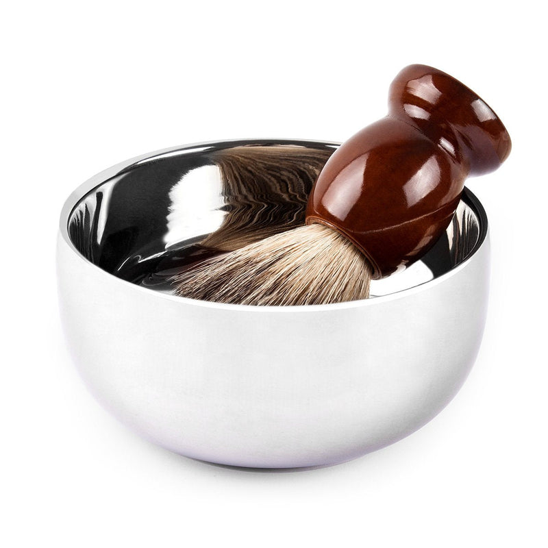 QSHAVE Stainless Steel Soap Shaving Bowl with Lid 4" Diameter Deep Chrome Plated 1 Piece Silver - NewNest Australia