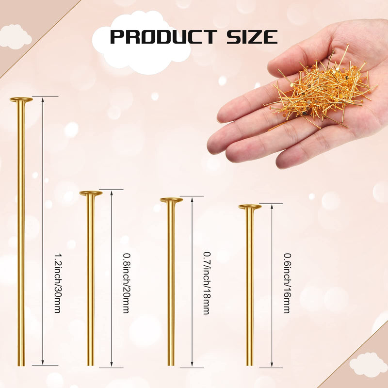 2800 Pieces Headpins for Making Jewelry Flat Head Pins Set 0.63 Inch 0.71 Inch 0.79 Inch 1.18 Inch Jewelry Making Head Pins Mix Beading Pins for DIY Jewelry Making (Gold, Silver) Gold, Silver - NewNest Australia