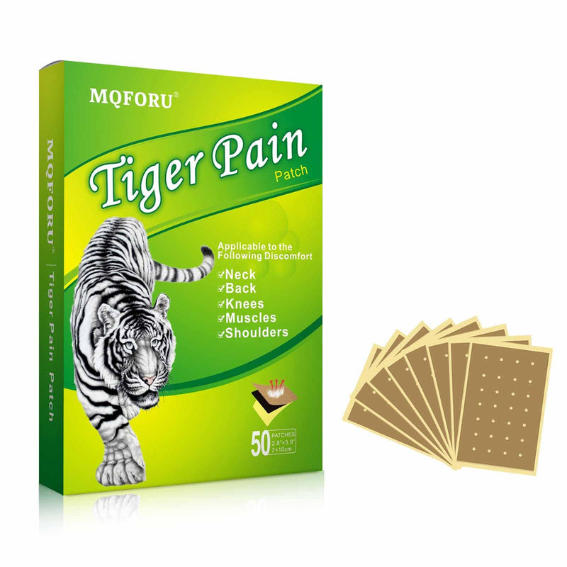 MQFORU Tiger Pain Relief Patches, 50 Count Chinese Pain Relief Plaster Herbal Patches for Knee Back Joint Neck Shoulder Pain Muscle, 24 Hours Long-Lasting Self Adhesive Heat Pads - NewNest Australia