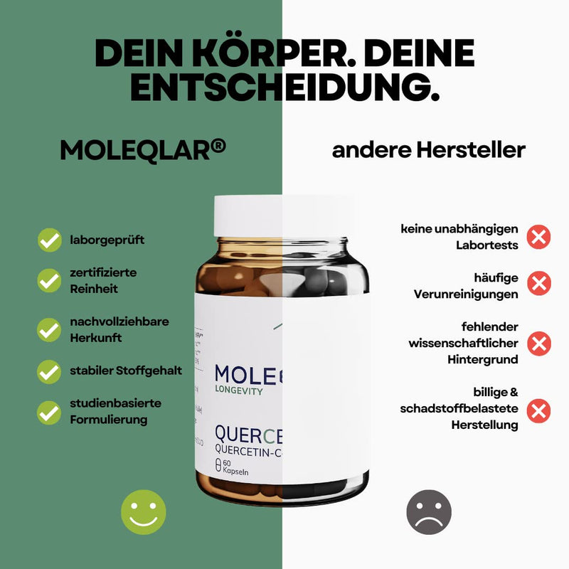 MoleQlar high-dose quercetin capsules - 60 capsules of premium quercetin C complex - 500 mg quercetin phospholipid per serving - 20x better bioavailability than powder - NewNest Australia