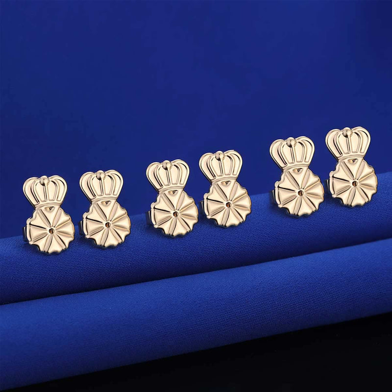 3 Pairs 14K Gold Earring Backs Lifters,Secure Earring Backs For Droopy Ears,Adjustable Hypoallergenic Earring Backs For Studs(3gold) - NewNest Australia