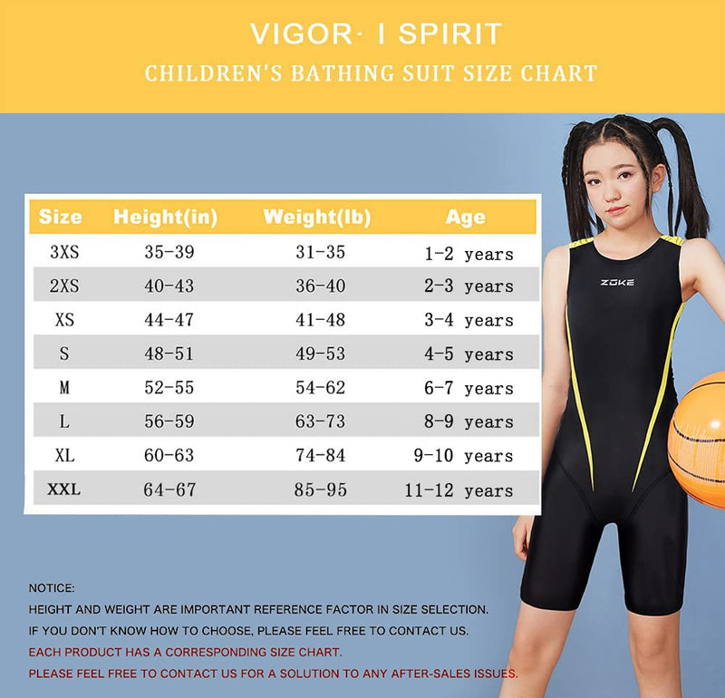 karrack Girls Swimming Suit Sports Conjoined Girls Training Competition Children Swimming Suit Black/Yellow 11-12 Years - NewNest Australia