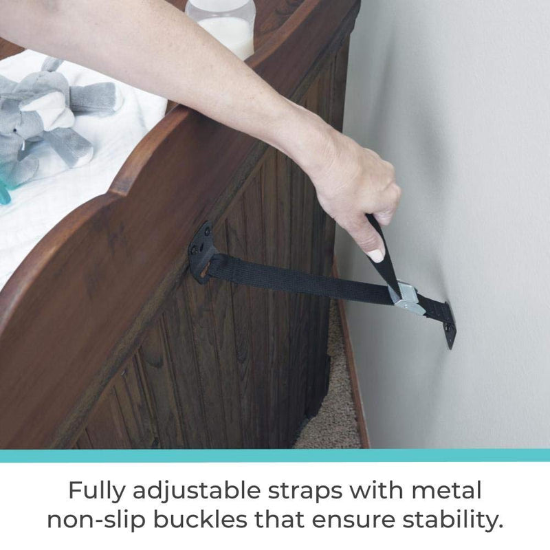 Toddleroo by North States Furniture & TV Straps | Heavy-Duty Multi-Functional Straps That Help Prevent Furniture Tipping | Baby proofing with Confidence (2-Pack, Black) - NewNest Australia