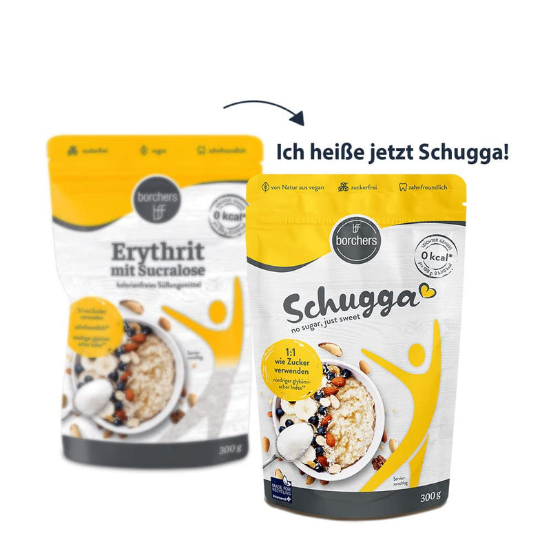 4x borchers Schugga 300g | No sugar, just sweet | Erythritol with sucralose | Crystalline sprinkle sweetness | Sugar alternative | Sweeteners | 4x 300g bags - NewNest Australia