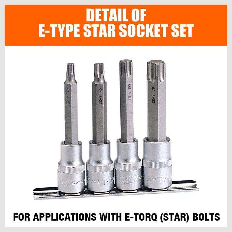 HORUSDY 11 Pc Female E Torx Star Socket Set/Rail, Female External Star Socket Set E4 - E20 Torque Socket Set - NewNest Australia