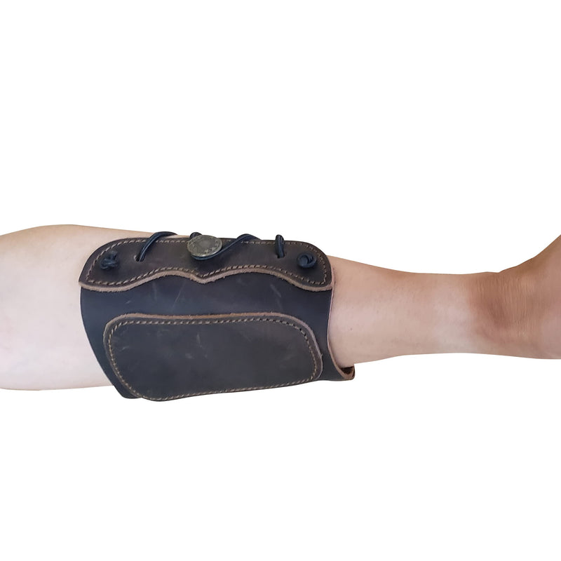 SAS Leather Traditional Arm Guard with Stretch Cord and Button Hook Armguard for Archery Bow Range Longbow Recurve Bow Small-5.75"x4.75" - NewNest Australia