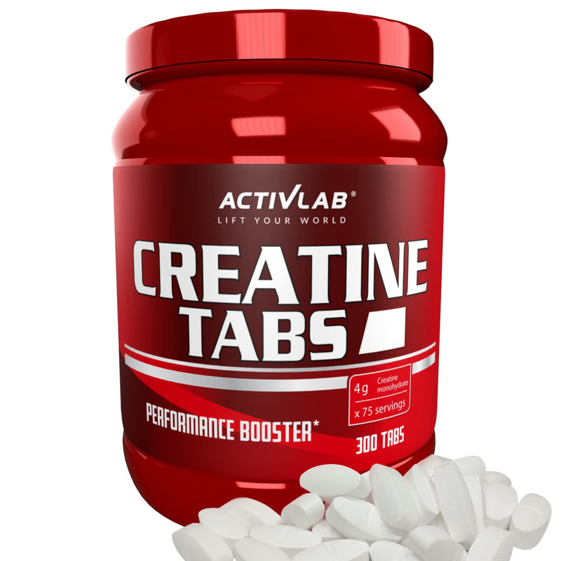 Activlab Creatine Tabs, Creatine Monohydrate 4000 Mg, 300 Tablets, 75 Servings, Pomegranate Flavor, Bodybuilding, Fitness, Cross Fit, Weightlifting, Powerlifting, 3X Laboratory Tested - NewNest Australia