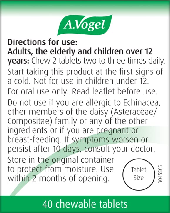 A.Vogel Echinaforce Chewable Cold & Flu Tablets | Relieve Cold & Flu Symptoms | Extracts of Fresh Echinacea | 40 Tablets 40 Count (Pack of 1) - NewNest Australia