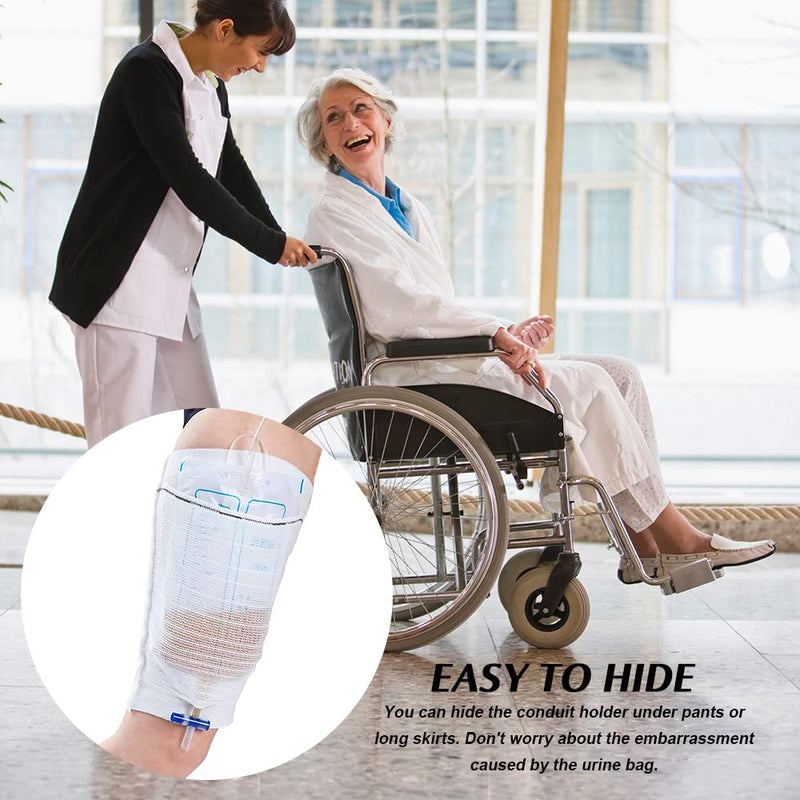 2Pcs Catheter Leg Bag Holder, Foley Leg Bag Sleeve, Fabric Catheter Sleeves Leg Bag Holder, Drainage Bags Calf Holder Strap, Elastic Catheter Sleeve for Legs (L) L - NewNest Australia