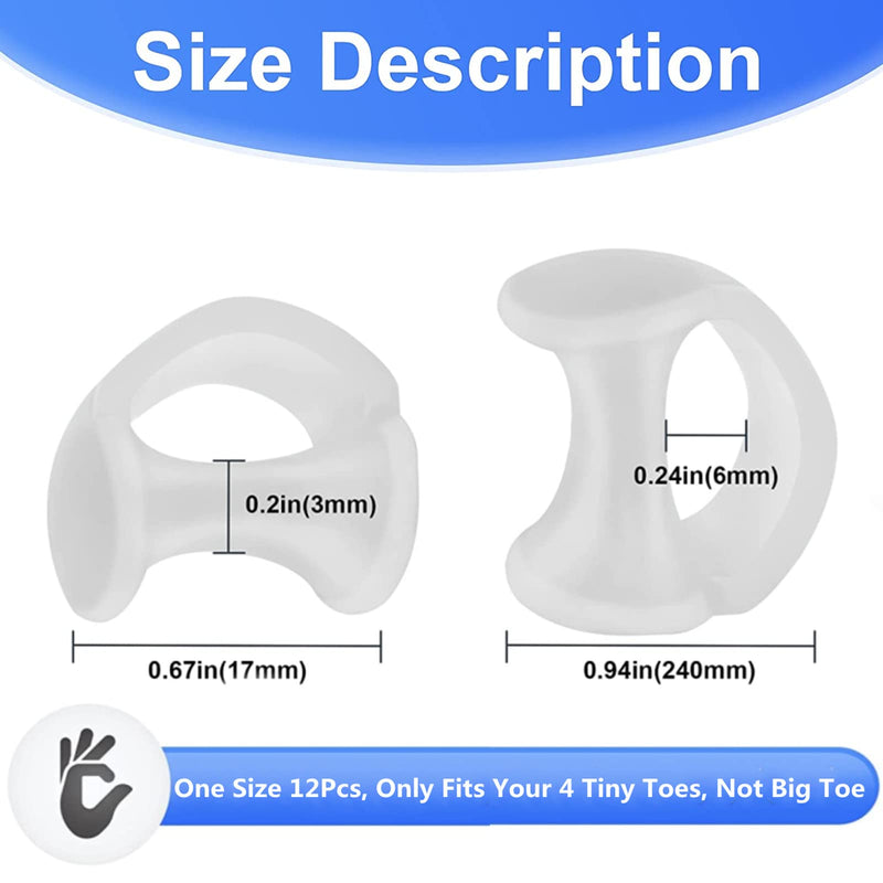 Toe Separator Little Toe Gel, Pack of 12 Toe Separators Silicone, Little Toe Splint for Overlapping Toes, Relief Little Toe Pressure and Pain, Suitable for Running, Hiking, Yoga. Toe separators - 12pcs - NewNest Australia