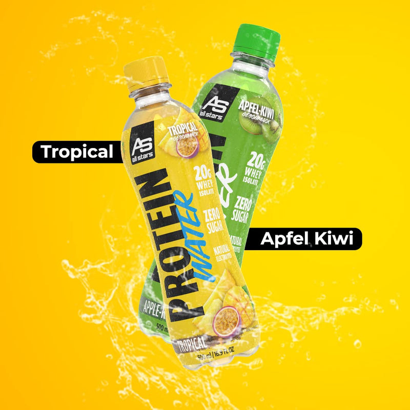 All Stars Protein Water, Delicious, Fruity Protein Drink Without Added Sugar, The Perfect Refreshing Drink For Athletes With High-Quality Whey Protein Isolates With Only 85 Calories, 6 X 500 Ml, Tropical - NewNest Australia