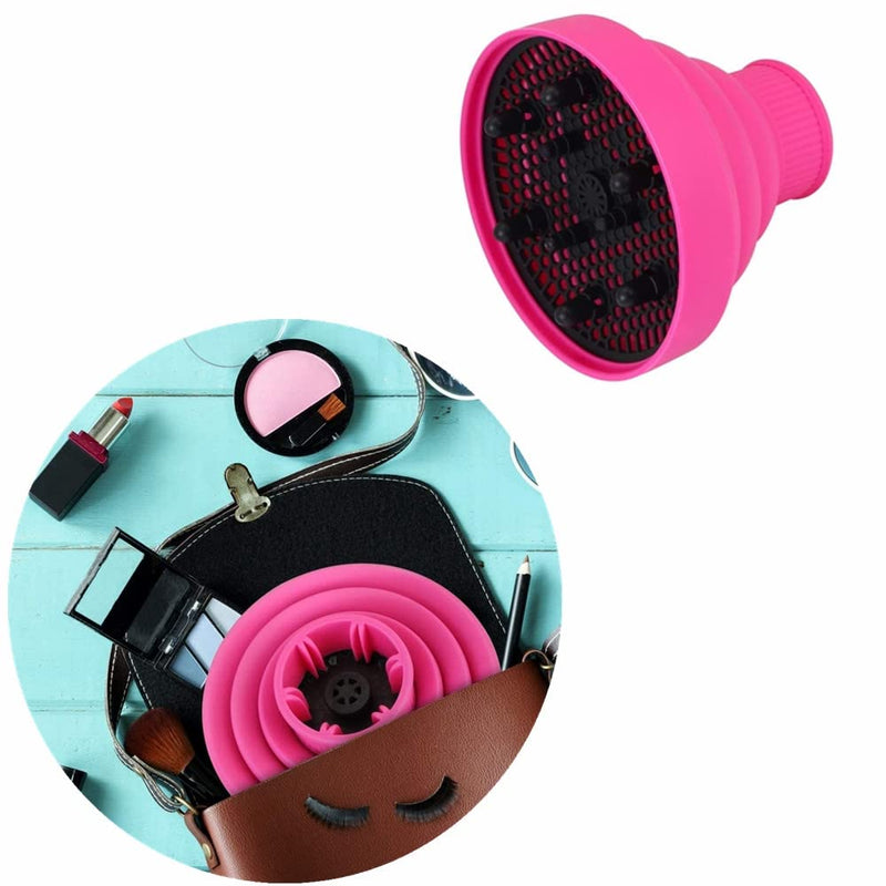 Hair Diffuser for Curly Hair Dryer Travel Collapsible Portable Hair Styling Appliances Hairdryer Diffuser Attachment Universal for Salon or Home Use (Rose Red) - NewNest Australia