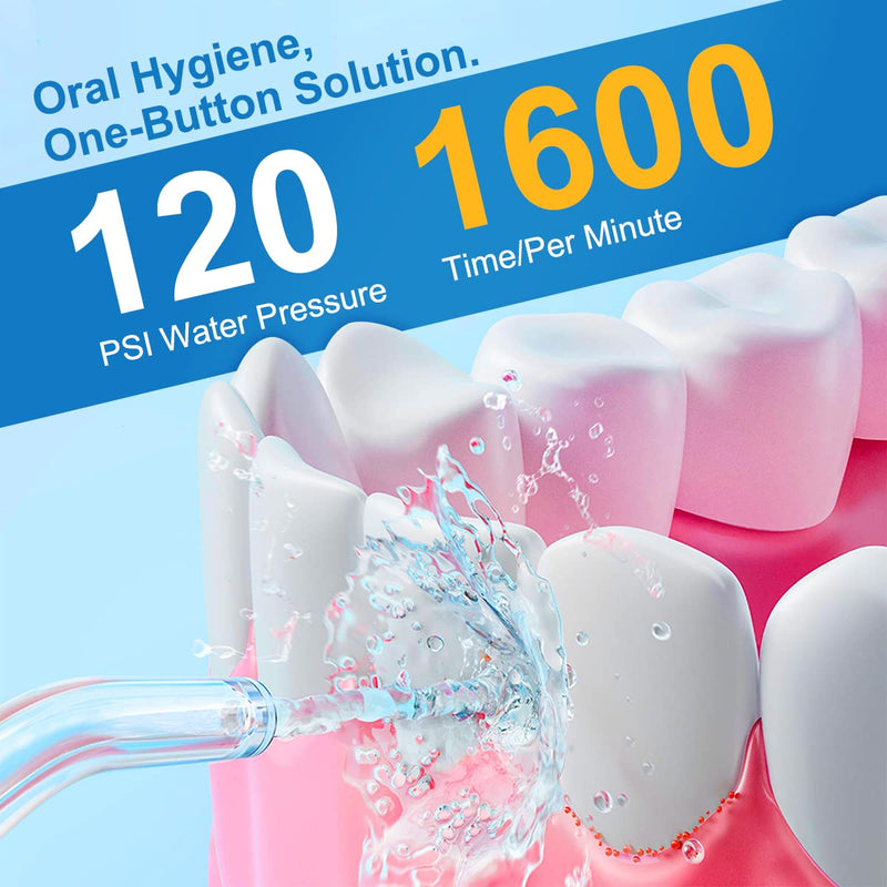 CARER SPARK oral irrigator with self-cleaning mode - portable oral irrigator for teeth cleaning with 4 modes and 5 pieces. IPX7 waterproof USB charging for travel and home use - NewNest Australia