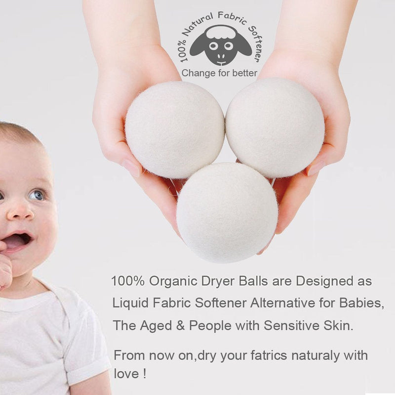 Budieggs Wool Dryer Balls Organic XL 6-Pack, 100% New Zealand Chemical Free Fabric Softener for 1000+ Loads, Baby Safe & Hypoallergenic, Reduce Wrinkles & Shorten Drying Time Naturally White-xl - NewNest Australia