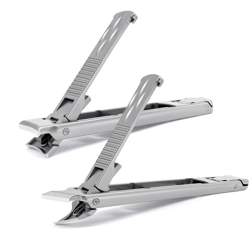 VOGARB Portable Nail Clippers For Thick Nails Ultra Thin Foldable Wide Jaw Opening Cutter With Safety Lock Double Head Curved and Bevel Trimmer For Toenail Fingernail Travel Design (Silver) Silver - NewNest Australia