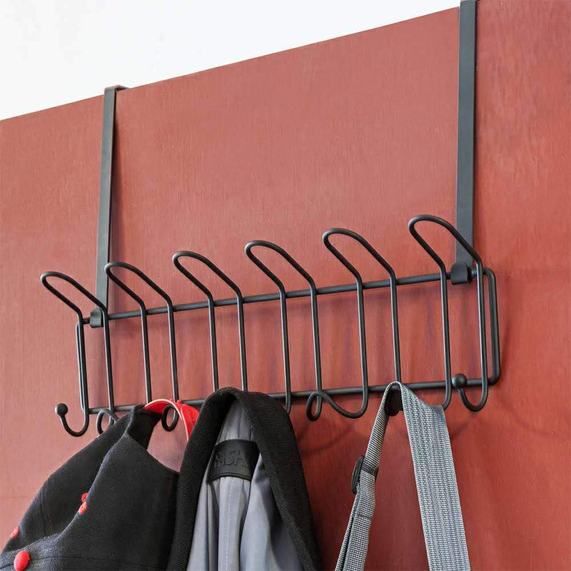 NewNest Australia - Minggoo Coat Rack Wall Mounted Hook Rack Over The Door Hook Organizer 13 Hooks, Heavy-Duty Iron Wire Black Metal 