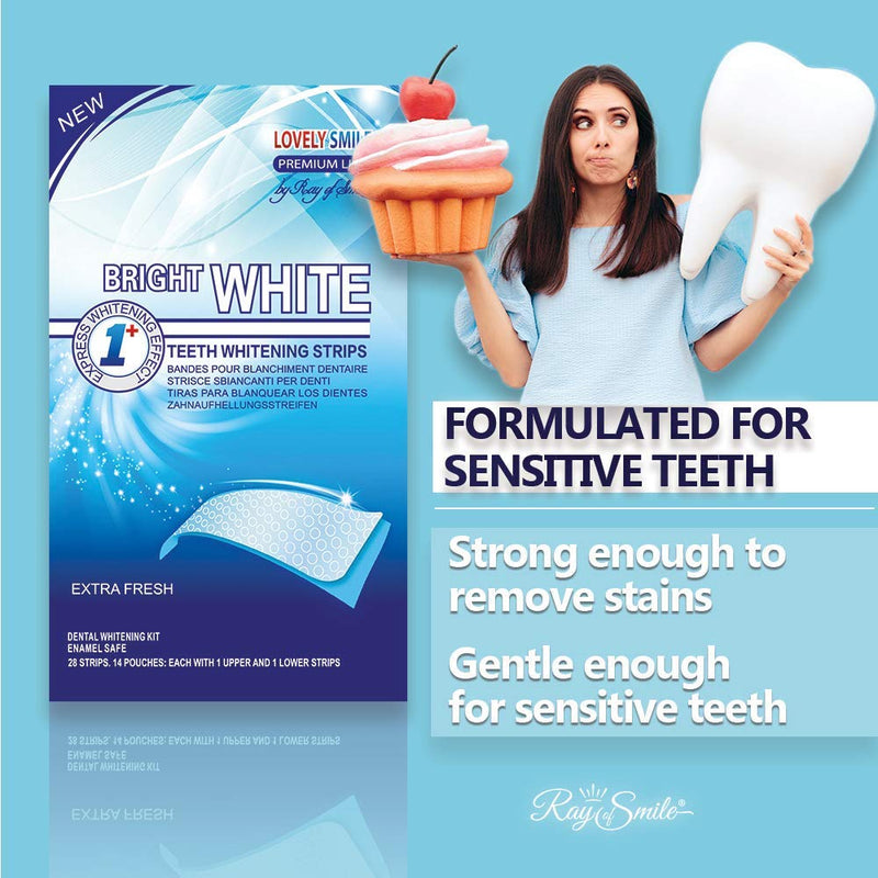 Lovely Smile - 28 Teeth Whitening Strips - Sensitivity Free - Express - Whiter Teeth in 1 Hour - Enamel Safe White Strips by Ray of Smile - NewNest Australia