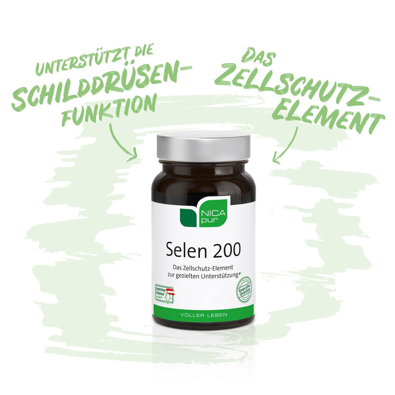 Nicapur Selenium 200 - 60 capsules, each with 200µg sodium selenite, high dosage & vegan - NewNest Australia