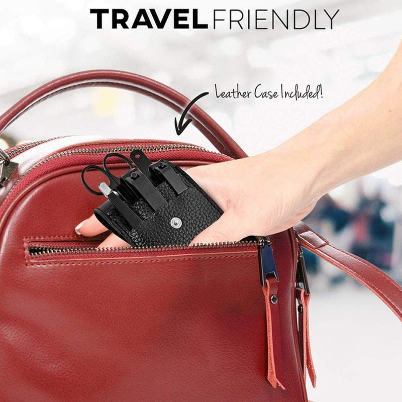Professional Nail Clipper Set From Nailey For Men And Women Nail Set For Foot Or Fingernails | Nail Care Set In Leather Case | Manicure And Pedicure Set For Men & Women | Nail Cutter | New 2021 Black - NewNest Australia
