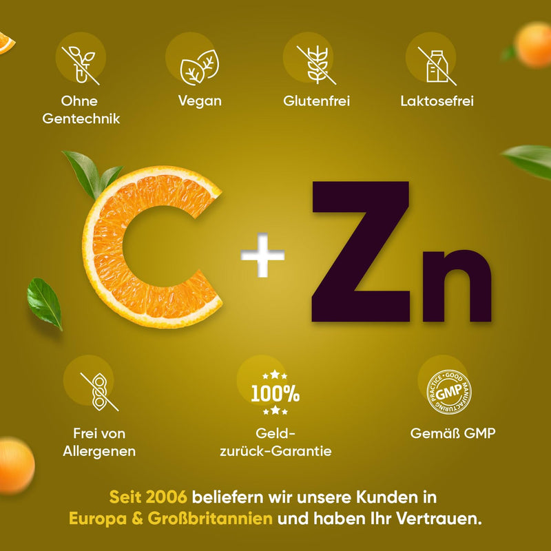 Vitamin C with Zinc Tablets - 1000mg - 6 Month Supply - For Immune System, Energy, Bones, Skin & Metabolism (EFSA) - 180 Vegan Tablets - Alternative to Capsules & Powder - Vit C from WeightWorld Vitamin C with Zinc - NewNest Australia