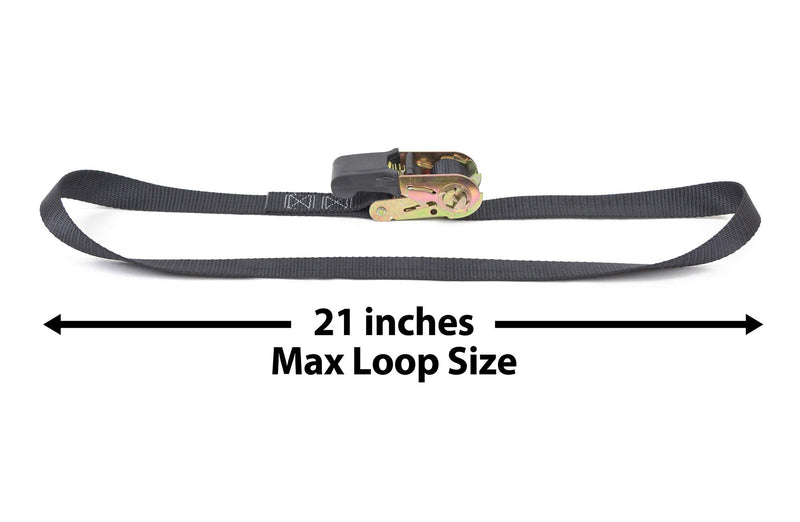 PowerTye 1in x 4ft Easy-Grip Light-Duty Endless Ratchet (no Hooks) - 400 lb. Working Load Limit / 1,200 lb. Breaking Strength - Black 2-Pack 4ft Black - NewNest Australia