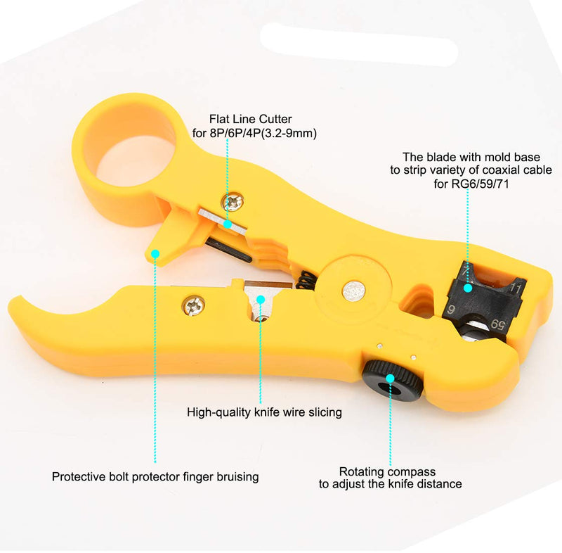 RG6 Compression Tool Coax Cable Crimper Kit, Coax Cable Crimper Kit, Coaxial Compression Tool, Adjustable RG6 RG59 RG11 75-5 75-7 Coaxial Cable Stripper - NewNest Australia